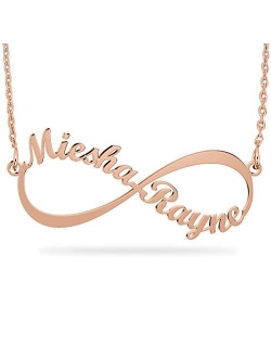 Sterling Silver Infinity Name Necklace Personalized 18K Gold Plated Nameplate Necklace Custom Made with Any Names Pendant Jewelry Gift for Women