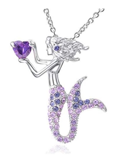 Little Mermaid Pendant Necklace for Women Teen Girls, Fairytale Mermaid Girls Jewelry Gifts