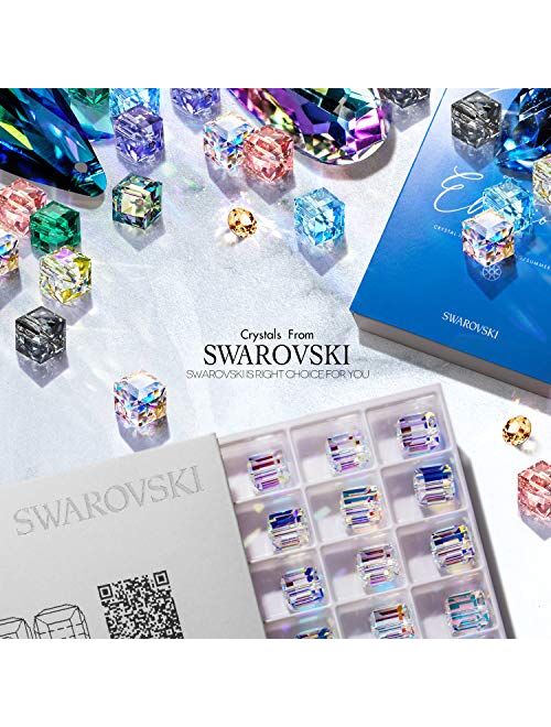 NINASUN Christmas Cube Square Crystal Necklace With 925 Sterling Silver ChainCrystal from Swarovski Pendant Necklace for Women Girls