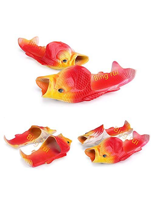 BING RUI CO 6 Colours Fish Slippers Beach Shoes Non-Slip Sandals Creative Fish Slippers Men and Women Casual Shoe