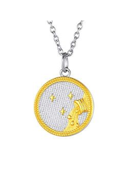 FOCALOOK 18K Gold/Platinum Plated 12 Constellation Astrology Zodiac Pendant Necklace for Women