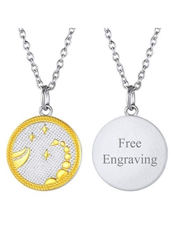 FOCALOOK 18K Gold/Platinum Plated 12 Constellation Astrology Zodiac Pendant Necklace for Women