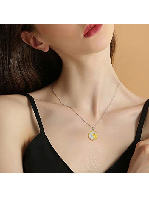 FOCALOOK 18K Gold/Platinum Plated 12 Constellation Astrology Zodiac Pendant Necklace for Women