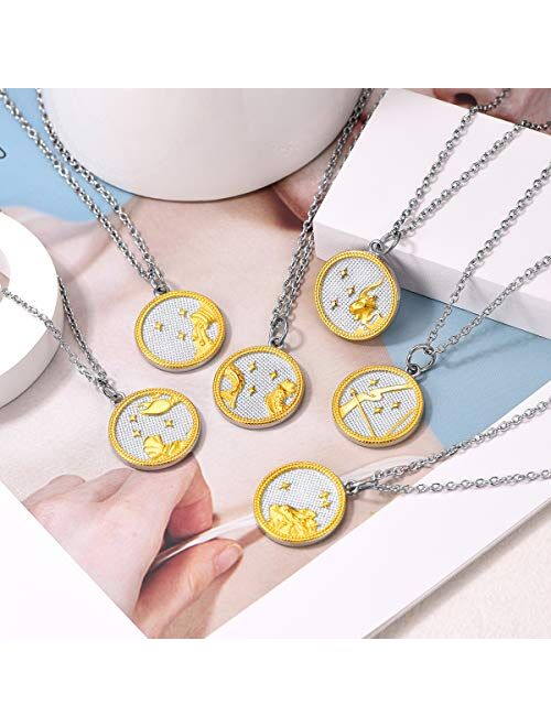 FOCALOOK 18K Gold/Platinum Plated 12 Constellation Astrology Zodiac Pendant Necklace for Women