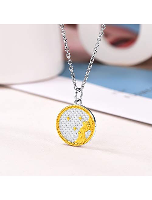 FOCALOOK 18K Gold/Platinum Plated 12 Constellation Astrology Zodiac Pendant Necklace for Women