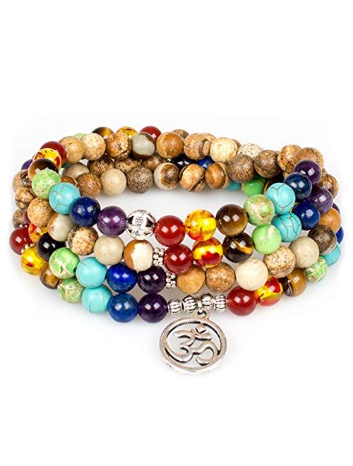 Mala Beads 108 Necklace Meditation Prayer Bead Tree of Life Chakra Stones Tibetan Bracelet