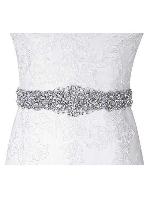 Lovful Bridal Crystal Rhinestone Braided Wedding Dress Sash Belt