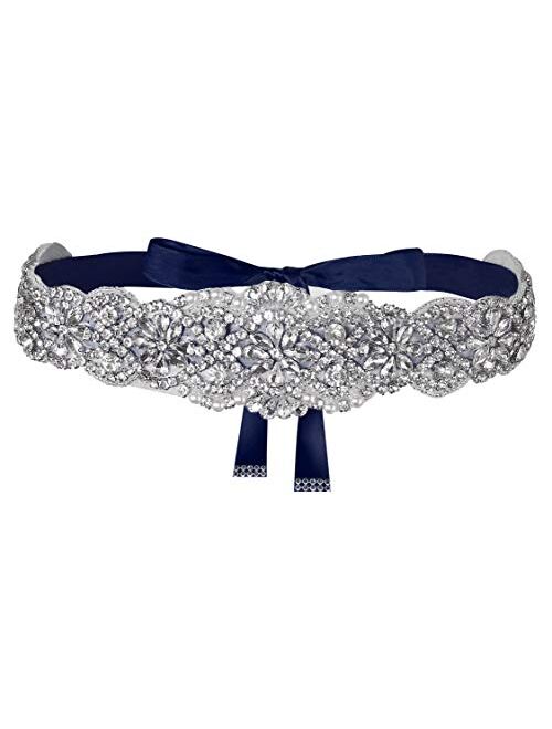 Lovful Bridal Crystal Rhinestone Braided Wedding Dress Sash Belt