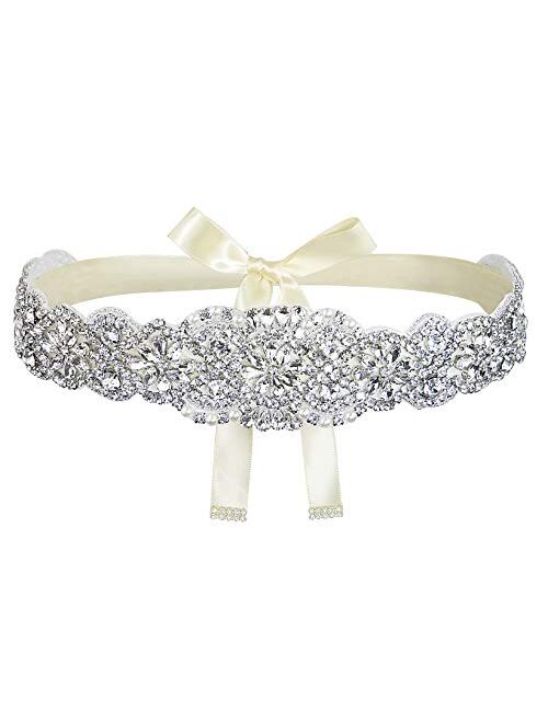 Lovful Bridal Crystal Rhinestone Braided Wedding Dress Sash Belt