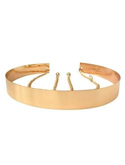 Live It Style It Womens Full Metal Waist Mirror Gold Silver Plate Waistband Belt