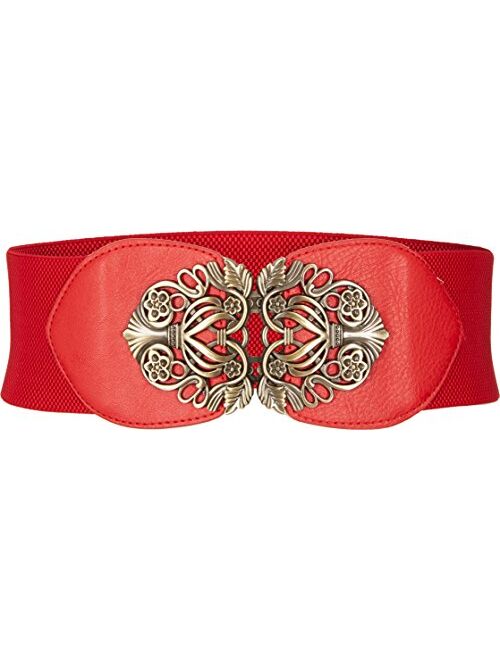 BlackButterfly 3 Inch Wide Waspie Elastic Vintage Buckle Waist Belt