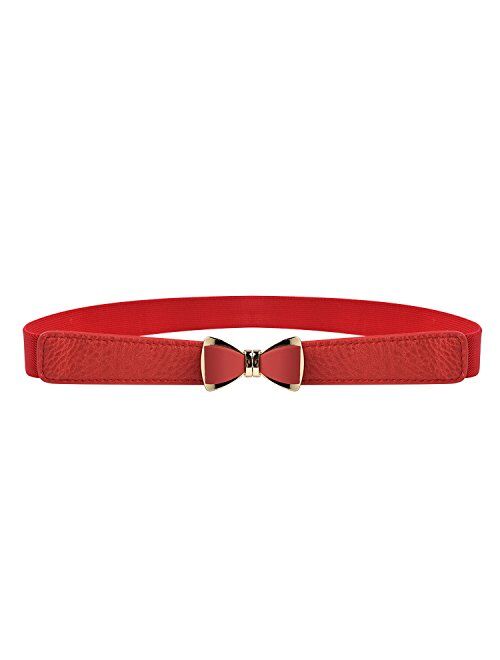 Syuer Womens 1" Width Bow Skinny Elastic Waist Belt Stretchy Belt Thin Belt