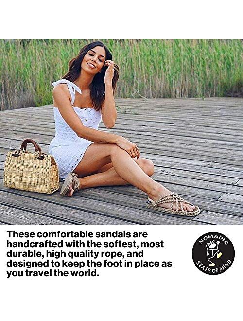 Nomadic State of Mind Mountain Momma Sandal 2 Cord Rope Knot Handmade Adjustable Rope Shoes Machine Washable Vegan Friendly Secure Fitting, Long Lasting & Comfortable Fee