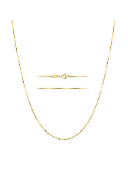 KISPER 24k Gold Over Stainless Steel 1.5mm Thin Cable Link Chain Necklace, 14 30 inch