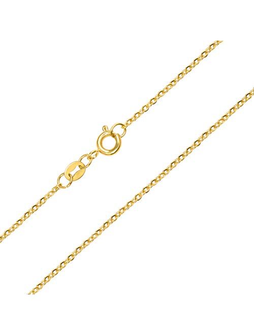 KISPER 24k Gold Over Stainless Steel 1.5mm Thin Cable Link Chain Necklace, 14 30 inch