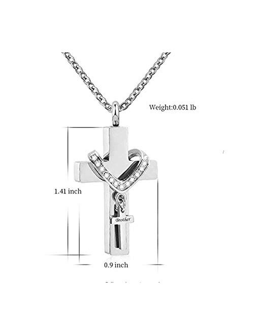 MEMORIALU Cross Urn Necklaces for Ashes Cremation Crucifix Keepsake Memorial Pendant Necklace