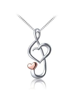 S925 Sterling Silver Musical Note Pendant Necklace, Box Chain 18 inches