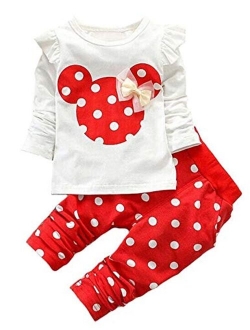 Cute Toddler Baby Girls Clothes Set Long Sleeve T-Shirt and Pants Kids 2pcs Outfits