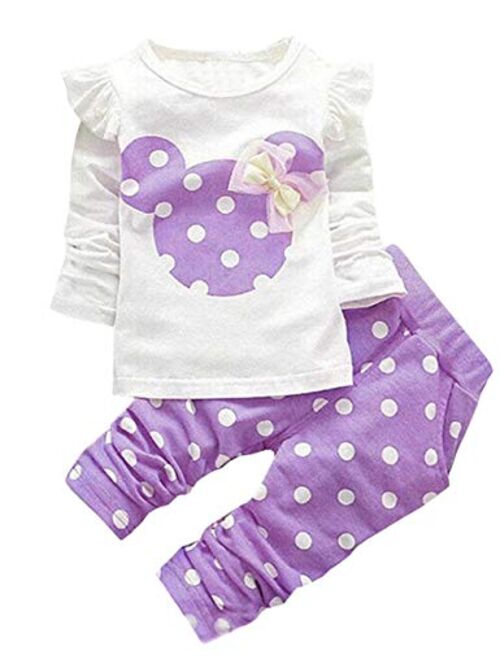 Cute Toddler Baby Girls Clothes Set Long Sleeve T-Shirt and Pants Kids 2pcs Outfits