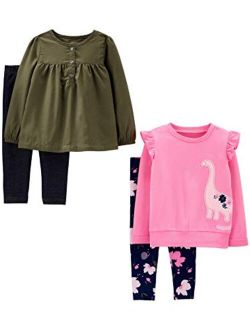 Toddlers and Baby Girls' 4-Piece Long-Sleeve Shirts and Pants Playwear Set