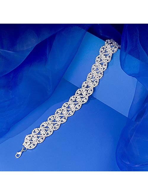 Miraculous Garden Silver Infinity Rhinestone Crystal Choker Necklace Jewelry Gift for Women Girls, Womens Bride Wedding Prom Birthday