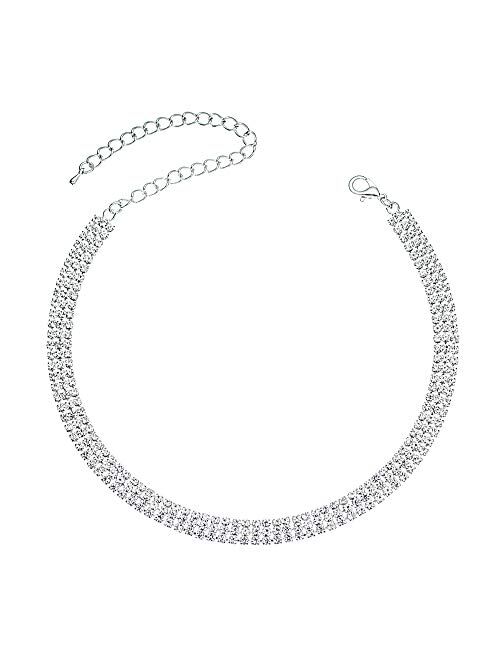 Miraculous Garden Silver Infinity Rhinestone Crystal Choker Necklace Jewelry Gift for Women Girls, Womens Bride Wedding Prom Birthday