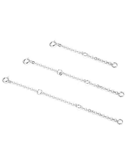 Sllaiss 3 Pcs 925 Sterling Silver Necklace Extender Chain Bracelet Anklet Chain Set for Necklace Adjustable Length 2" 3" 4"