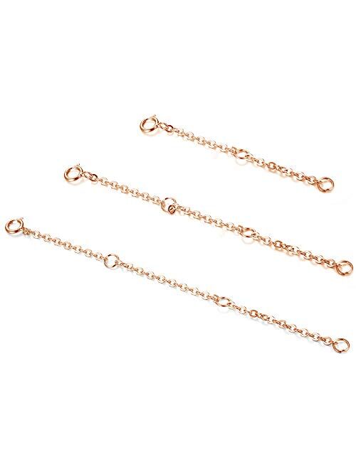 Sllaiss 3 Pcs 925 Sterling Silver Necklace Extender Chain Bracelet Anklet Chain Set for Necklace Adjustable Length 2" 3" 4"