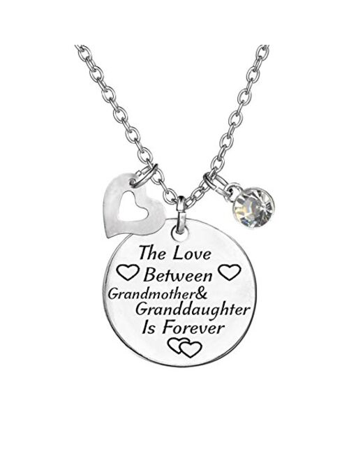 TISDA Birthstone Crystals Necklace,The Love Between Grandmother and Granddaughter is Forever Necklace Family Jewelry