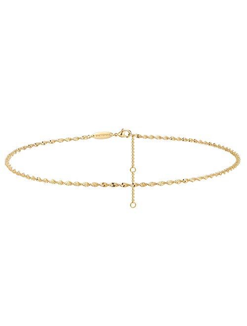 VACRONA Gold Dainty Beaded Choker Necklace 18K Gold Plated Evil Eye Choker Necklace Delicate Long Gold Chain Necklaces Jewelry Gift for Women