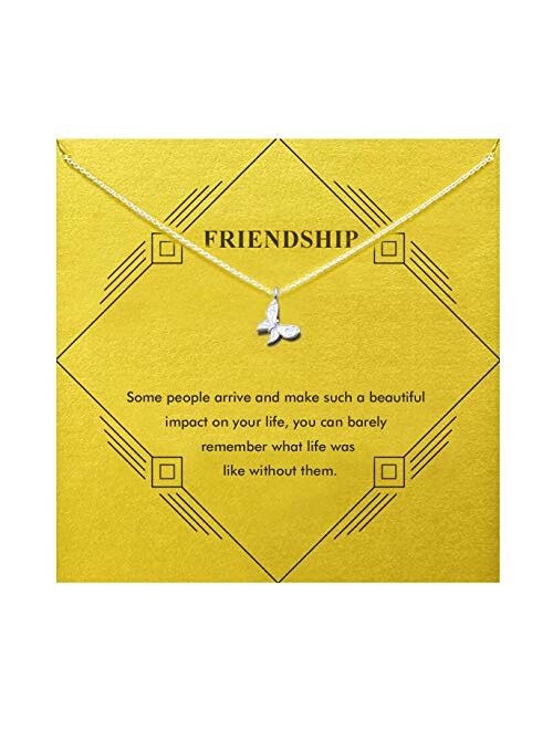 Gray Camel Friendship Clover Necklace Unicorn Good Luck Elephant Necklace with Message Card Gift Card for Women Girl