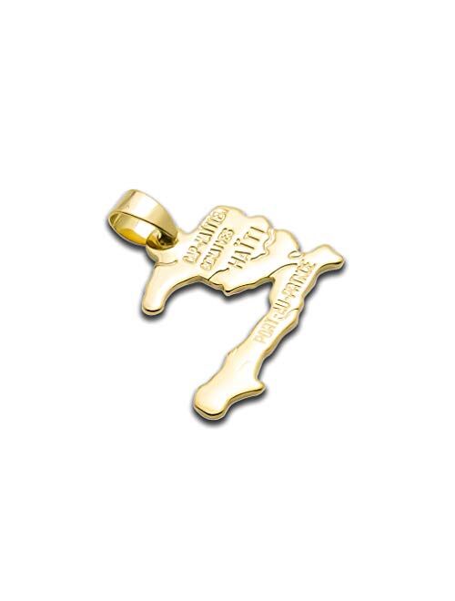 Fusamk Hip Hop Plated 18K Gold Haiti Map Tag Pendant Necklace