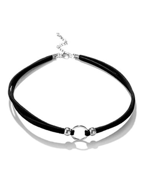 Black Choker Necklace for Women and Girls Velvet Choker with O Ring, Cross, Lace Tattoo