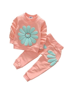 Toddler Baby Girls Sunflower Clothes Set Long Sleeve Top and Pants 2pcs Outfits Fall Clothes