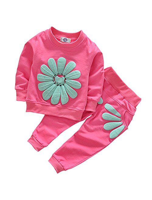 Toddler Baby Girls Sunflower Clothes Set Long Sleeve Top and Pants 2pcs Outfits Fall Clothes