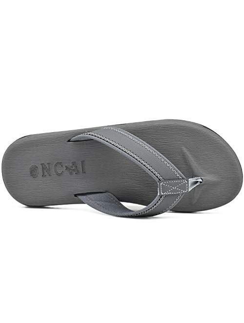 Buy ONCAI Mens Sandals Flip Flops for Men Black Athletic Cushion Footbed  Waterproof Outdoor Summer Beach Slippers online