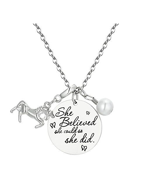 Inspirational Jewelry Necklace for Women Girls Gift - She Believed She Could So She Did