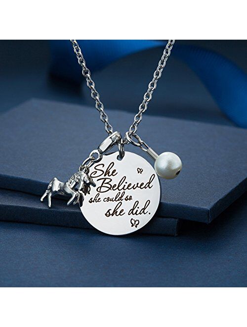 Inspirational Jewelry Necklace for Women Girls Gift - She Believed She Could So She Did