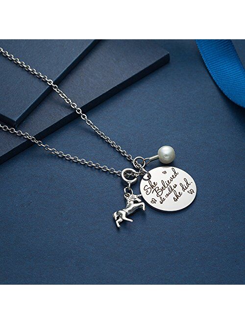 Inspirational Jewelry Necklace for Women Girls Gift - She Believed She Could So She Did