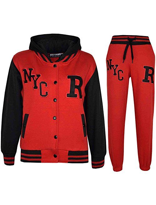 Kids Girls Boys Baseball Tracksuit NYC FOX Jacket Trouser Hoddie Bottom Joggers