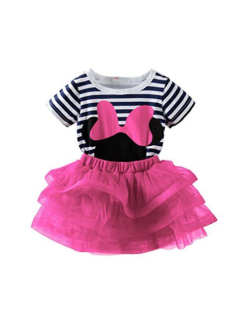 Mud Kingdom Toddler Girls' Cartoon Cute Set T-Shirt and Tutu Skirt Outfit