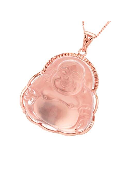 ZenBless Laughing Buddha Pendant Agate Necklace Golden Plated Copper Water Wave Chain Amulet Gift Attract Good Luck