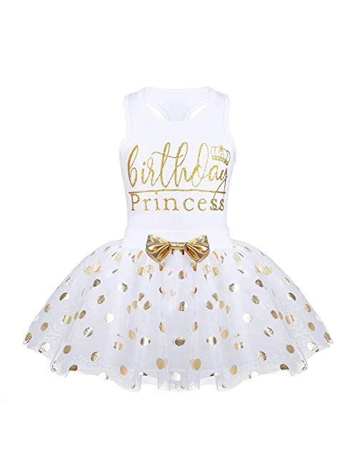 Toddler Kids Baby Girls Outfits Brithday Princess Vest Sleeveless Top +Dot Bubble Skirt Summer