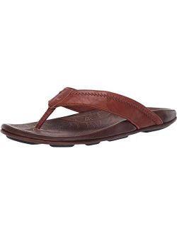 Hiapo Men's Beach Sandals, Full-Grain Leather Flip-Flop Slides, Compression Molded Footbed & Comfort Fit, Enhanced Grip Soles