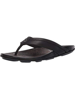 Hiapo Men's Beach Sandals, Full-Grain Leather Flip-Flop Slides, Compression Molded Footbed & Comfort Fit, Enhanced Grip Soles