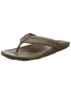 Hiapo Men's Beach Sandals, Full-Grain Leather Flip-Flop Slides, Compression Molded Footbed & Comfort Fit, Enhanced Grip Soles