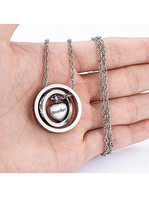 XIUDA No Longer by My Side,Forever in My Heart Carved Locket Cremation Urn Necklace for Dad, Mom,Grandma & Grandpa