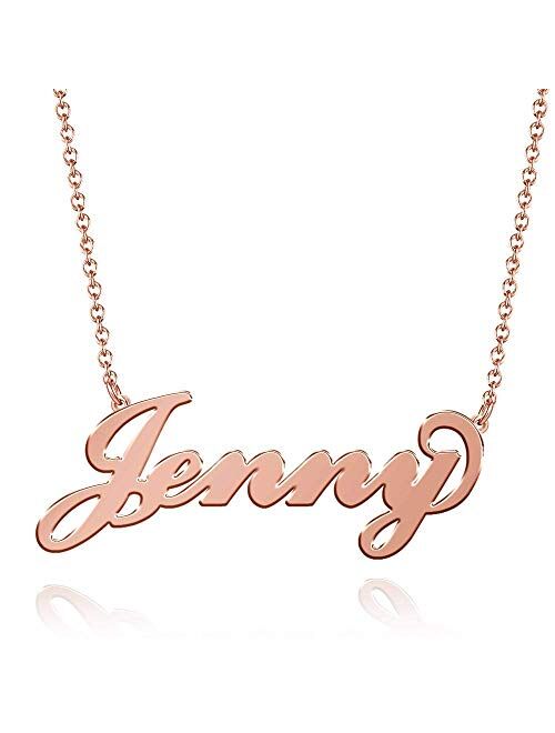 SOUFEEL Personalized Name Necklace Name Plate Necklace Pendant Stainless Steel Customize Necklace Gifts Rose Gold/Silver/14K Gold Plated for Girls, Women, Men, Boys, Mom,