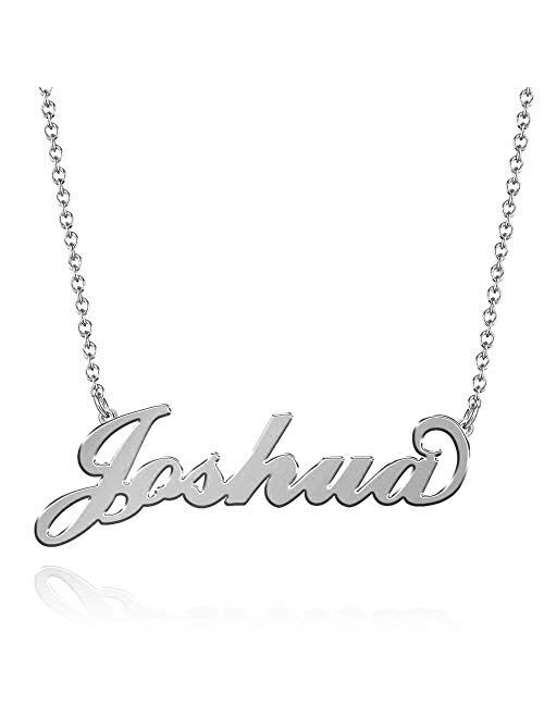 SOUFEEL Personalized Name Necklace Name Plate Necklace Pendant Stainless Steel Customize Necklace Gifts Rose Gold/Silver/14K Gold Plated for Girls, Women, Men, Boys, Mom,