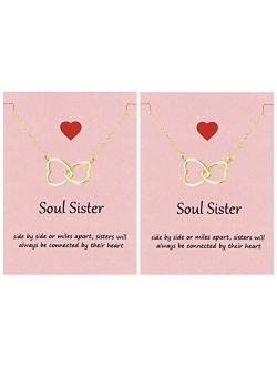 Your Always Charm Soul Sisters Necklace,Best Friend Necklaces for 2 Sister Graduation Gifts